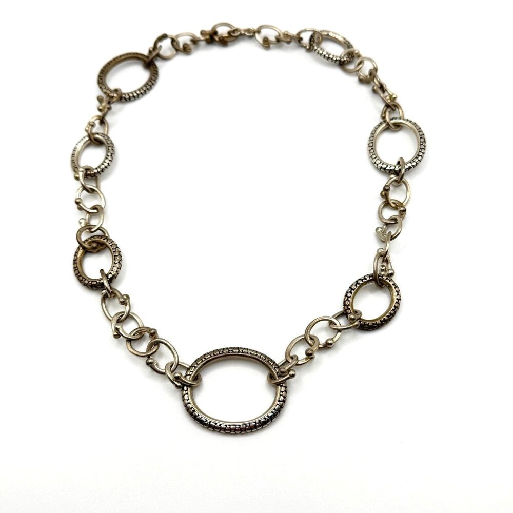 Michael Dawkins 925 Sterling Silver Mixed Oval Link Necklace With Toggle Clasp